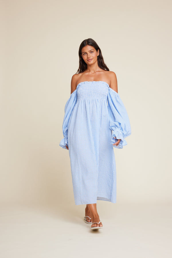 Line Of Oslo Alice Check Dress Dress Light Blue 003