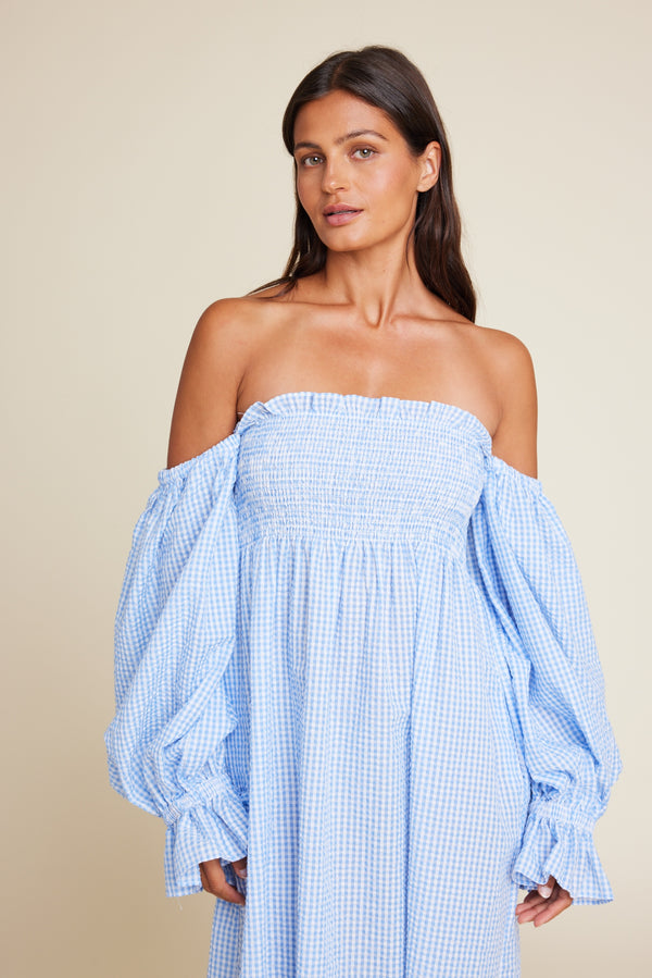 Line Of Oslo Alice Check Dress Dress Light Blue 003