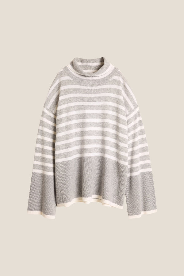 Line Of Oslo Andrea Stripe Knitted Sweater Knitted sweater Stripe: Grey melange 006