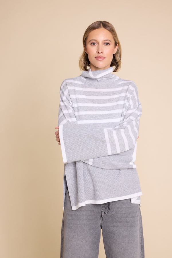 Line Of Oslo Andrea Stripe Knitted Sweater Knitted sweater Stripe: Grey melange 006