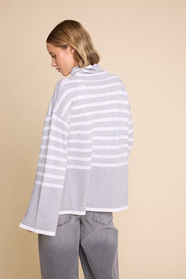 Line Of Oslo Andrea Stripe Knitted Sweater Knitted sweater Stripe: Grey melange 006