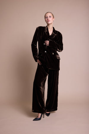 Line Of Oslo Andrews Velvet Blazer Blazer Brown 063