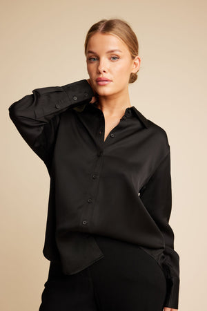 Line Of Oslo Annabel Satin Shirt Shirt Black 097