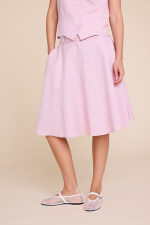 Line Of Oslo Aslaug Linen Skirt Skirt Pink 002