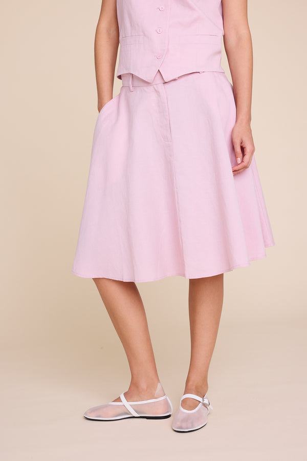 Line Of Oslo Aslaug Linen Skirt Skirt Pink 002