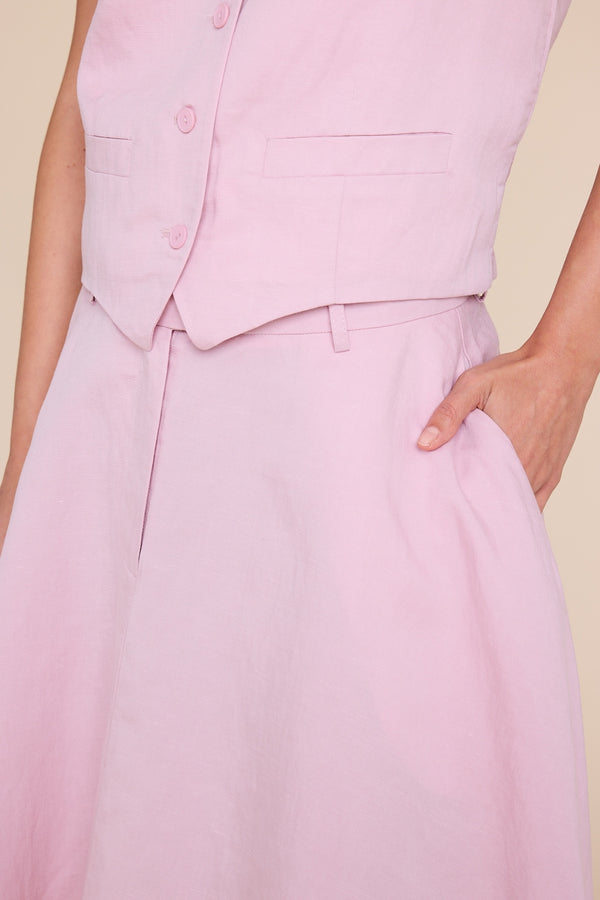 Line Of Oslo Aslaug Linen Skirt Skirt Pink 002