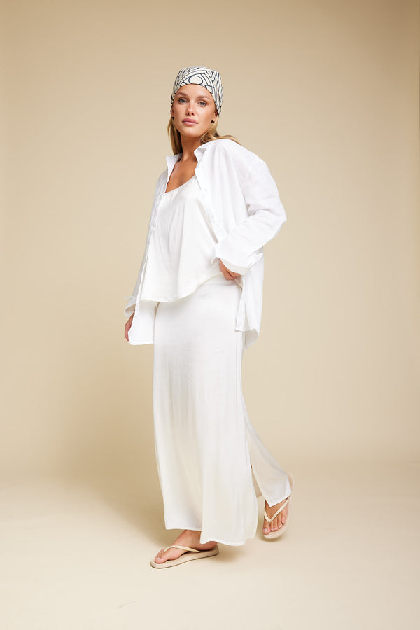 Line Of Oslo Basic Linen Shirt Blouse White 001