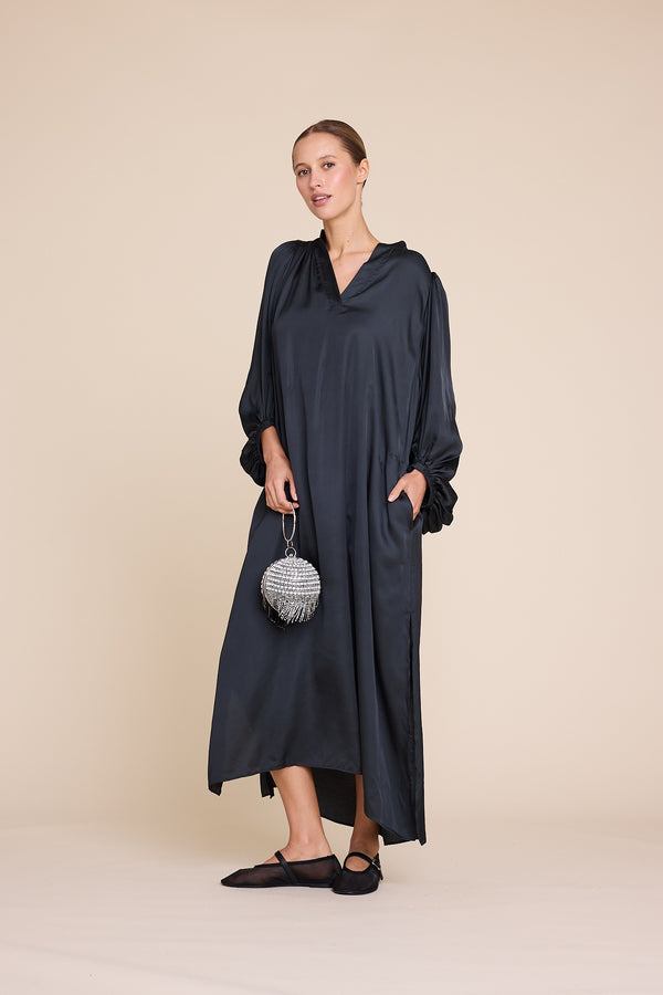 Line Of Oslo Billy Satin Dress Dress Black 097