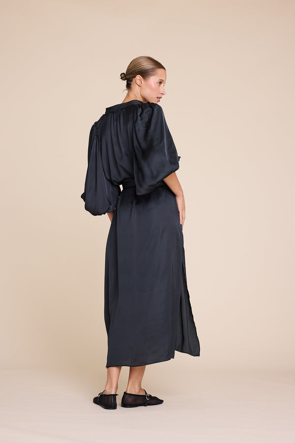 Line Of Oslo Billy Satin Dress Dress Black 097