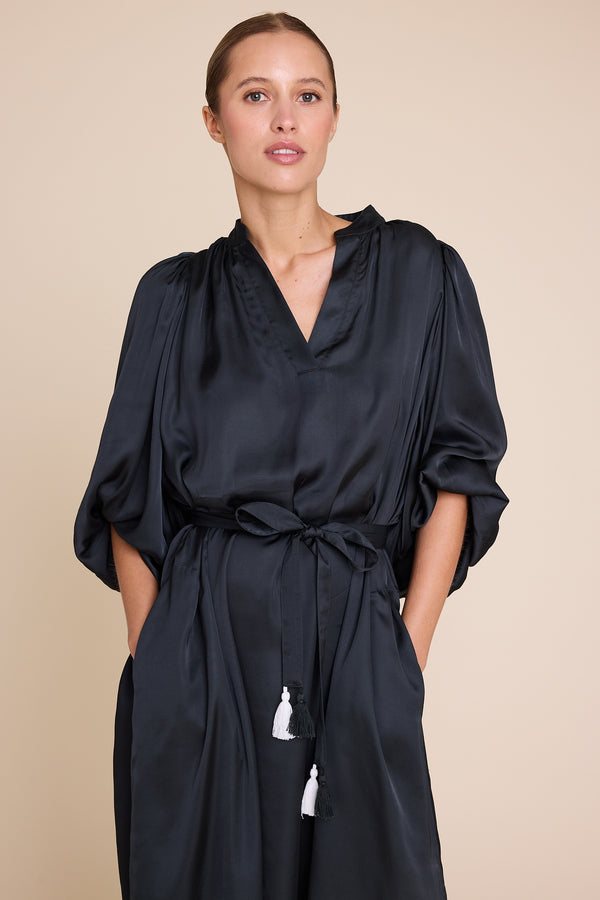 Line Of Oslo Billy Satin Dress Dress Black 097