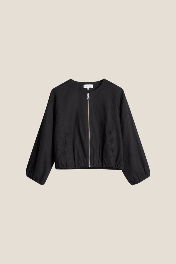 Line Of Oslo Bomber Linen Jacket Jacket Black 097