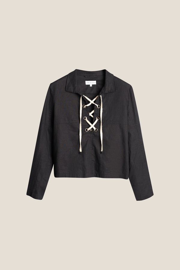 Line Of Oslo Cheyenne Linen Top Top Black 097