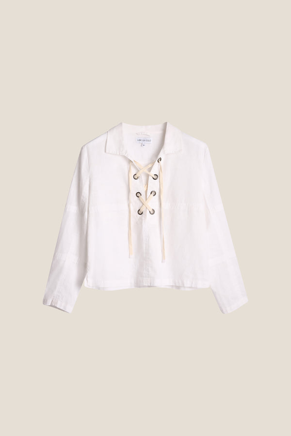 Line Of Oslo Cheyenne Linen Top Top White 001