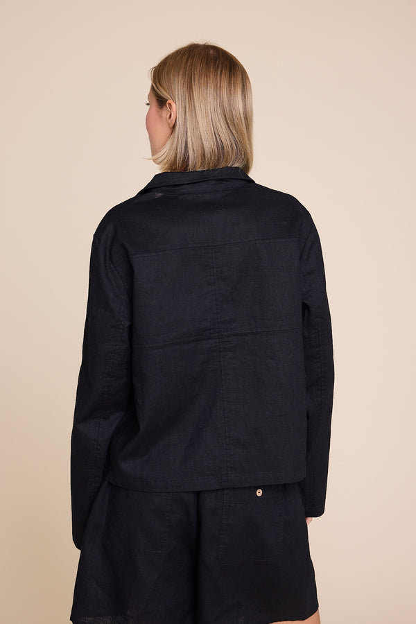 Line Of Oslo Cheyenne Linen Top Top Black 097