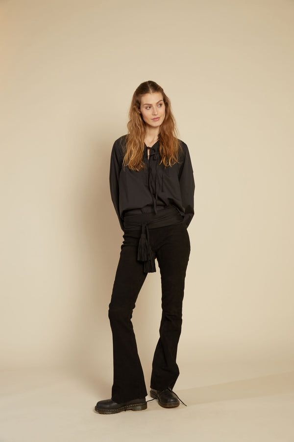 Line Of Oslo Cooper Flare Suede 23 Trousers Trouser Black 097