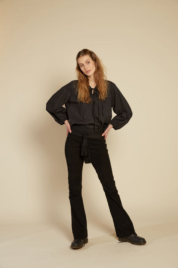 Line Of Oslo Cooper Flare Suede 23 Trousers Trouser Black 097
