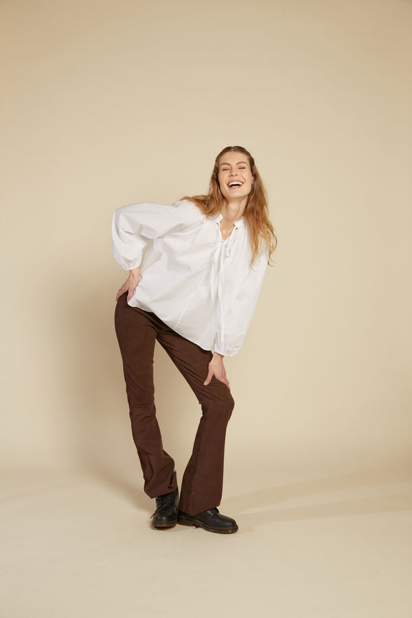 Line Of Oslo Cooper Flare Suede 23 Trousers Trouser Brown 063