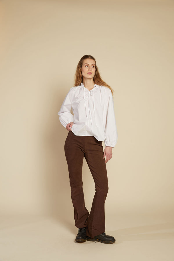 Line Of Oslo Cooper Flare Suede 23 Trousers Trouser Brown 063