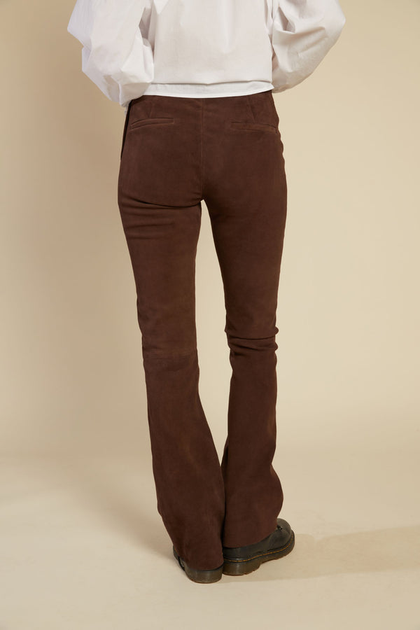 Line Of Oslo Cooper Flare Suede 23 Trousers Trouser Brown 063