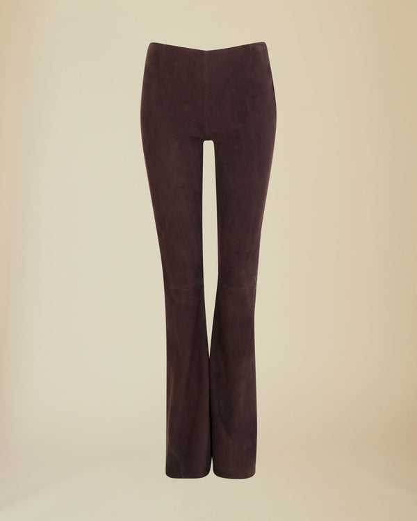 Line Of Oslo Cooper Flare Suede 23 Trousers Trouser Brown 063
