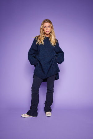 Line Of Oslo Cooper Flare Suede Trousers Trouser Dark blue