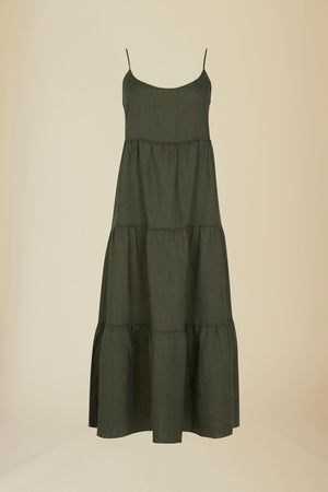 Line Of Oslo Dina Linen SS24 Dress Dresses Army 119