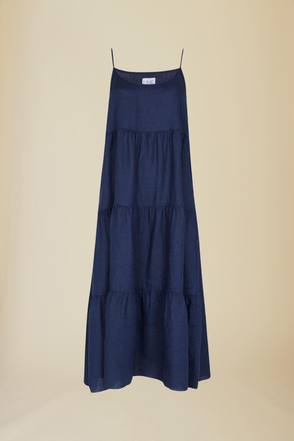 Line Of Oslo Dina Linen SS24 Dress Dresses Blue 066