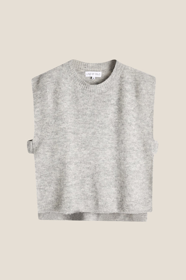 Line Of Oslo Dog Strikket Vest  Grey Melange 006