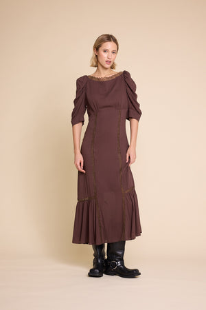Line Of Oslo Dorothy Solid Dress Dress Brown 063