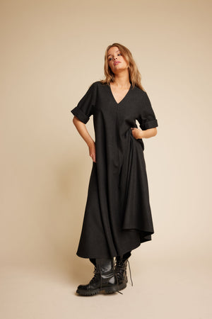 Line Of Oslo Eva Wool Dress Dress Antracite 004