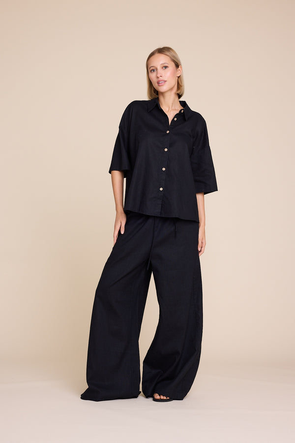 Line Of Oslo Fawcett Linen Trousers Trouser Black 097