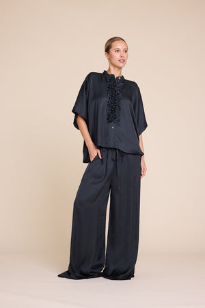 Line Of Oslo Fawcett Satin Trousers Trouser Black 097