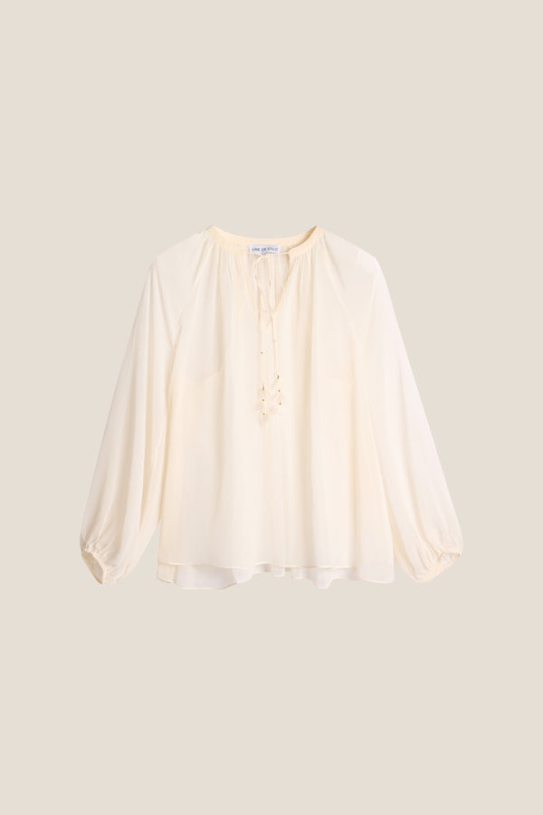 Line Of Oslo Flower Solid Blouse Blouse Creme 091