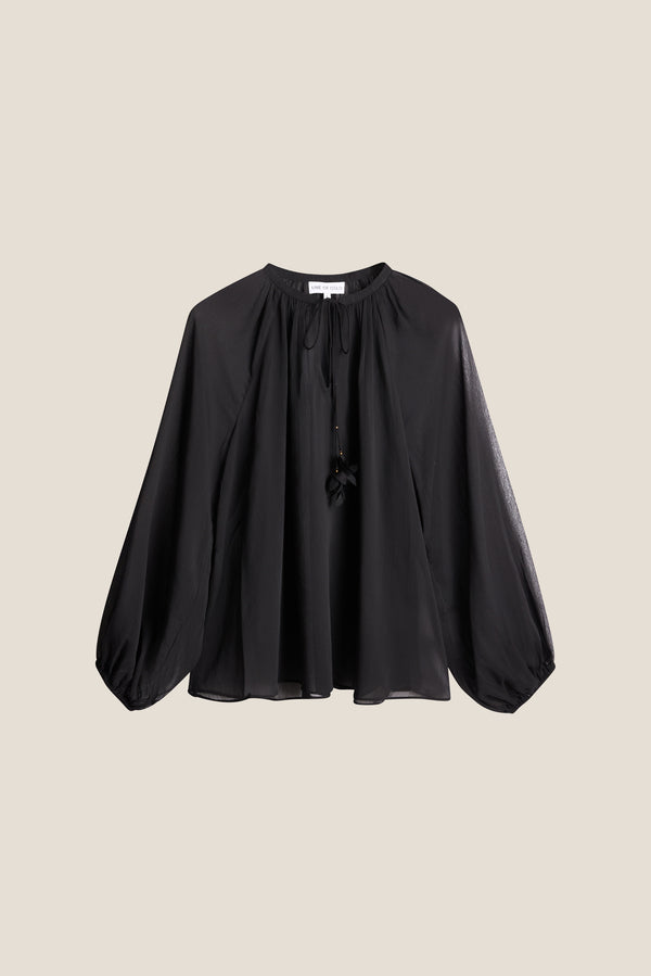Line Of Oslo Flower Solid Blouse Blouse Black 097