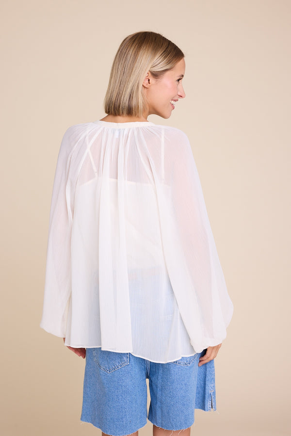 Line Of Oslo Flower Solid Blouse Blouse Creme 091