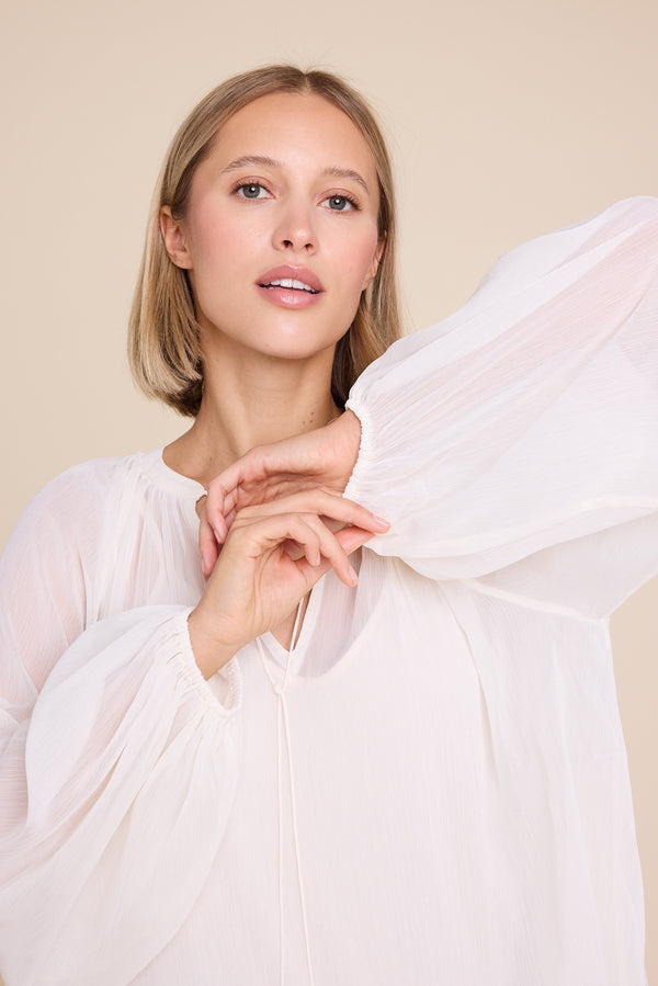 Line Of Oslo Flower Solid Blouse Blouse Creme 091
