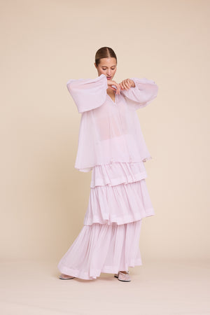 Line Of Oslo Flower Solid Blouse Blouse Pink 002