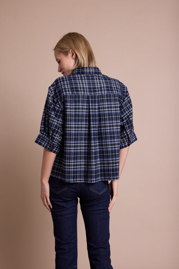 Line Of Oslo Girl Check Bluse Blouse Blue 066