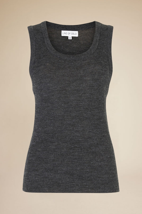 Line Of Oslo Henny Knitted Tank Top Top Antracite 004