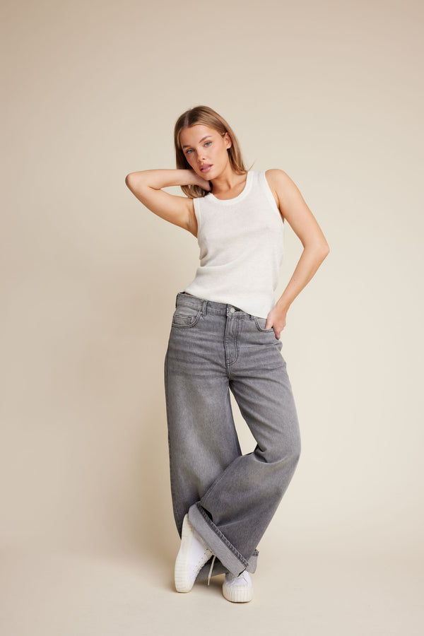 Line Of Oslo Henny Knitted Tank Top Top Creme 091