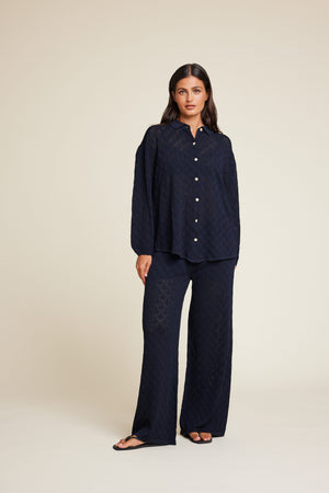 Line Of Oslo Holmes Trousers Knitwear Blue-Black 239