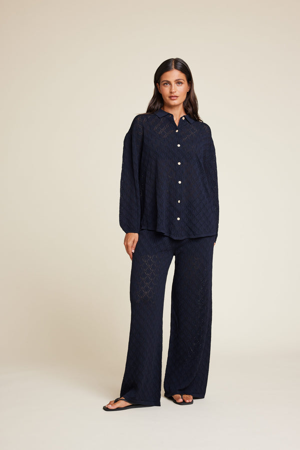 Line Of Oslo Holmes Trousers Knitwear Blue-Black 239