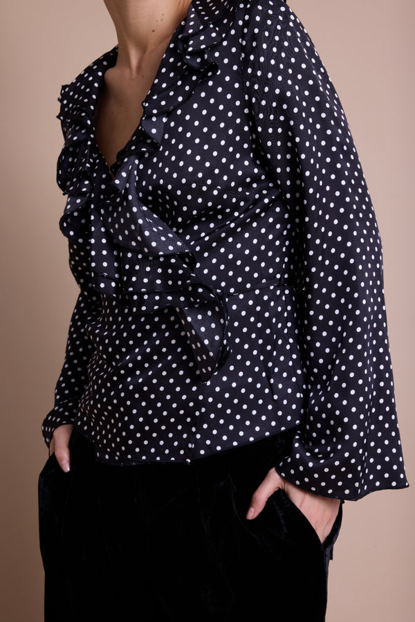 Line Of Oslo Honey Dots Bluse Blouse Black 097