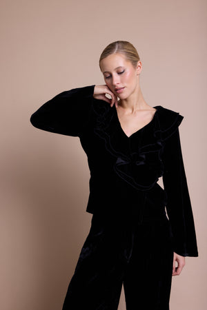 Line Of Oslo Honey Velvet Bluse Blouse Black 097
