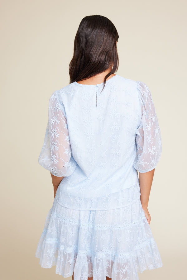 Line Of Oslo Hutton Embroidery Skirt Skirt Light Blue 003
