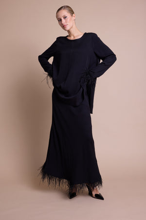 Line Of Oslo Josefine Feather Skjørt Skirt Black 097