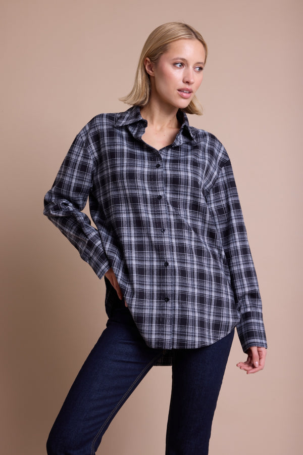 Line Of Oslo Krista Check Skjorte Blouse Black 097