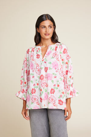Line Of Oslo Ladd Flower Blouse Top Pink 002