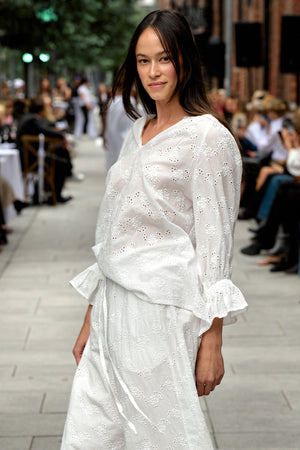 Line Of Oslo Ladd Lace Blouse Top White 001