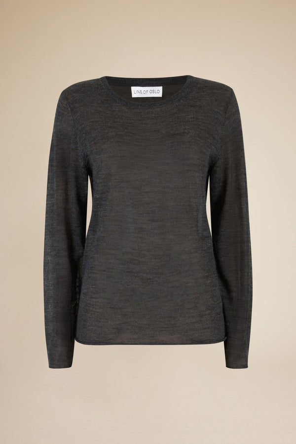Line Of Oslo Lisa Wool Knitted Longsleeve Knitted sweater Antracite 004